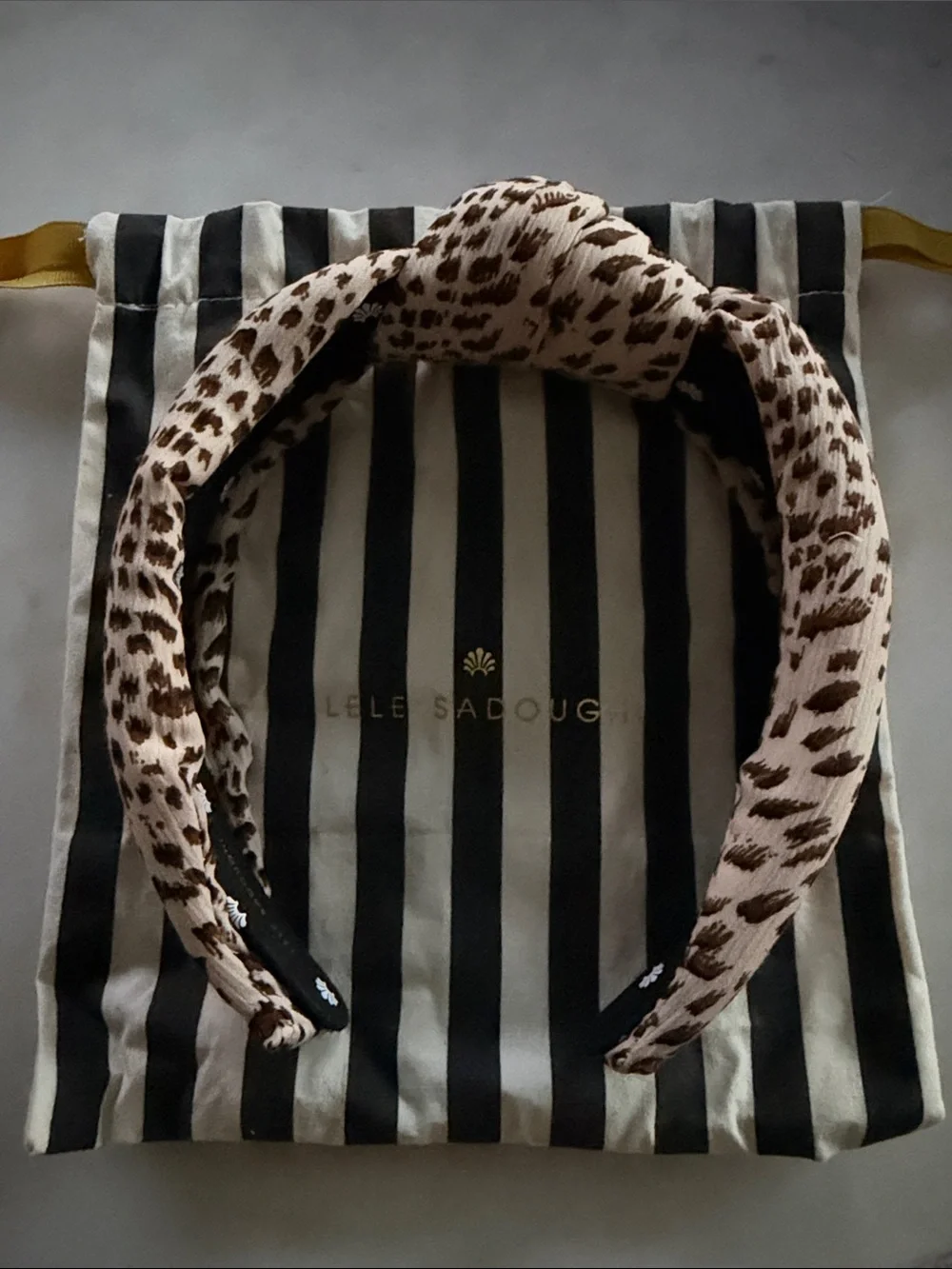 Lele Sadoughi Knotted Leopard-Print Headband in Brown and White